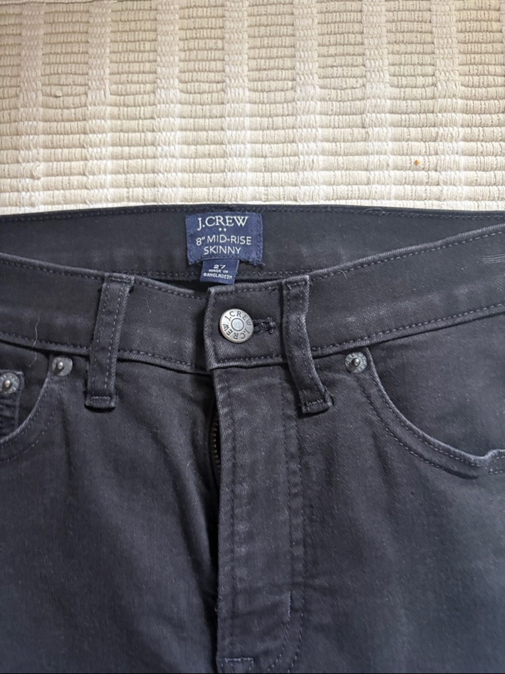 J. Crew Black 8" Mid-Rise Skinny Jeans